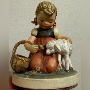 Charming Figurine with Lamb and Basket